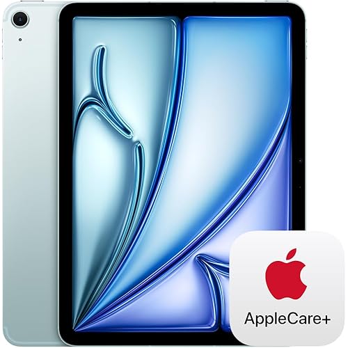 Apple iPad Air 11-inch with M3 chip Built for Apple Intelligence, Liquid Retina Display, 128GB, 12MP Front/Back Camera, Wi-Fi 6E + 5G Cellular, Touch ID — Blue with AppleCare+ (2 Years)