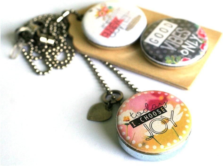 Choose JOY Aromatherapy Diffuser Necklace with 3 Magnetic, Interchangeable Lids - 3 Lockets in 1 - Custom Length and Initial - FREE Scent