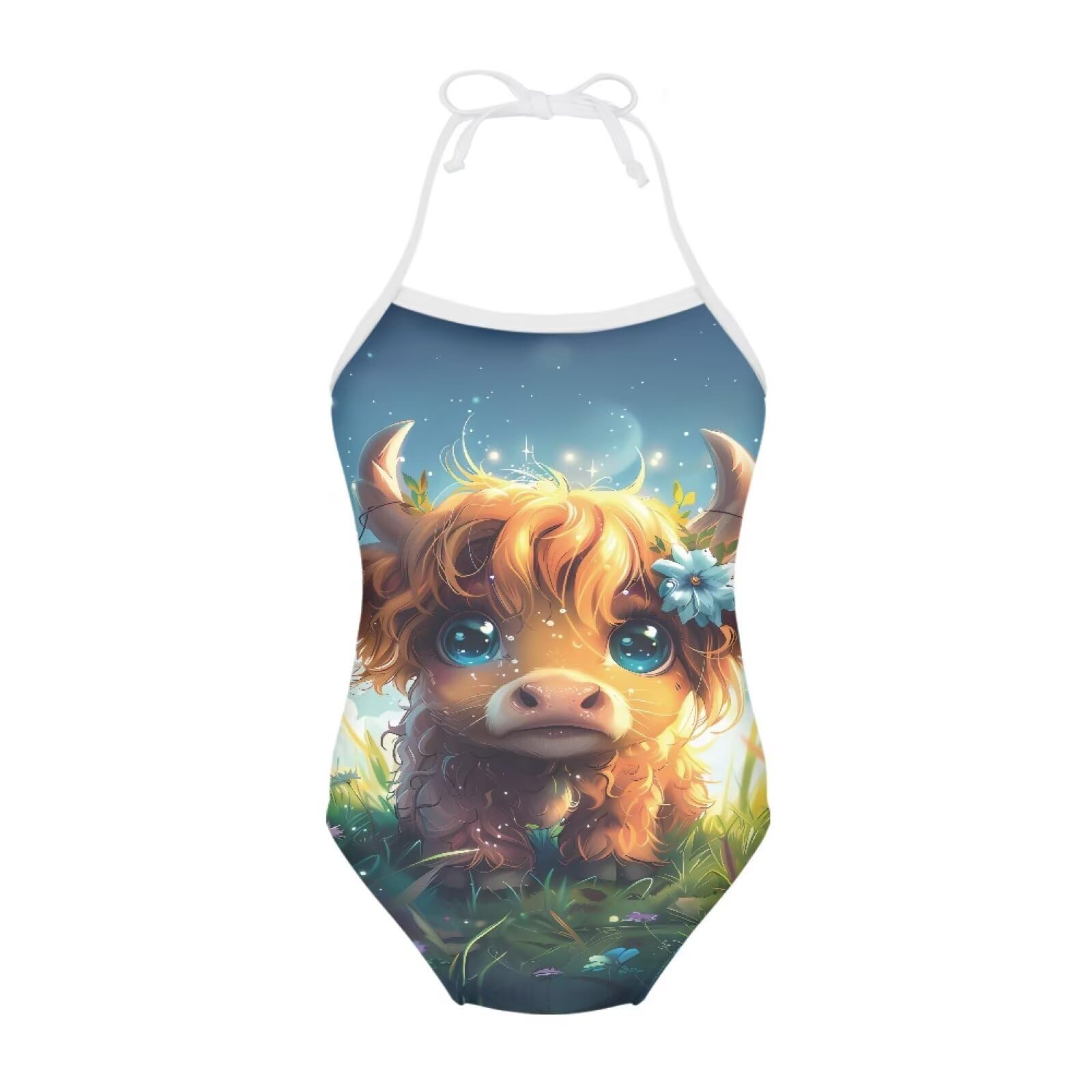 ELEQIN Cartoon Animal Cute Girls One Piece Swimsuit Adjustable Swimwear for 3Y-10Y
