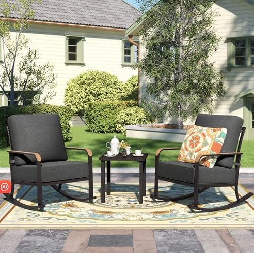 NATURAL EXPRESSIONS 3 Piece Patio Bistro Rocking Set, Outdoor Rocking