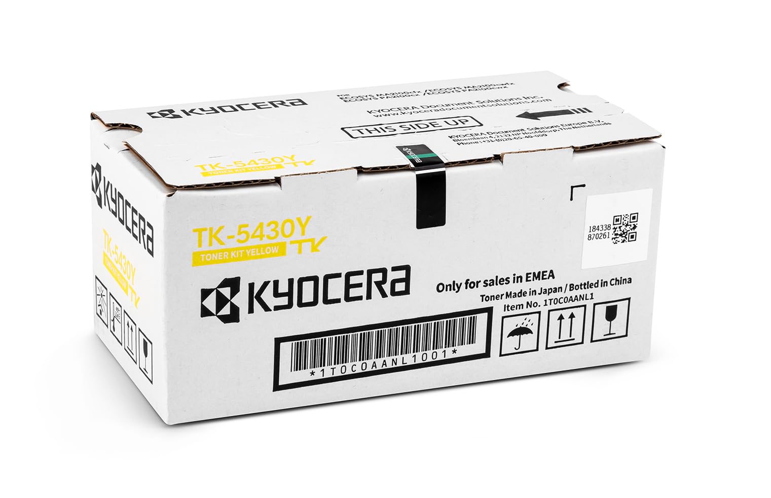 Kyocera TK-5430Y Toner Gelb. Original Tonerkartusche für bis zu 1250 Seiten. Toner Drucker kompatibel für PA2100cx, PA2100cwx, MA2100cfx und MA2100cwfx