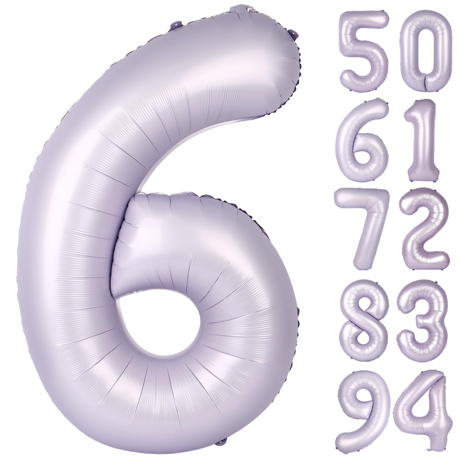 Light Purple 6 Balloon - Number Balloon 40 Inch, 6th Birthday Decorations