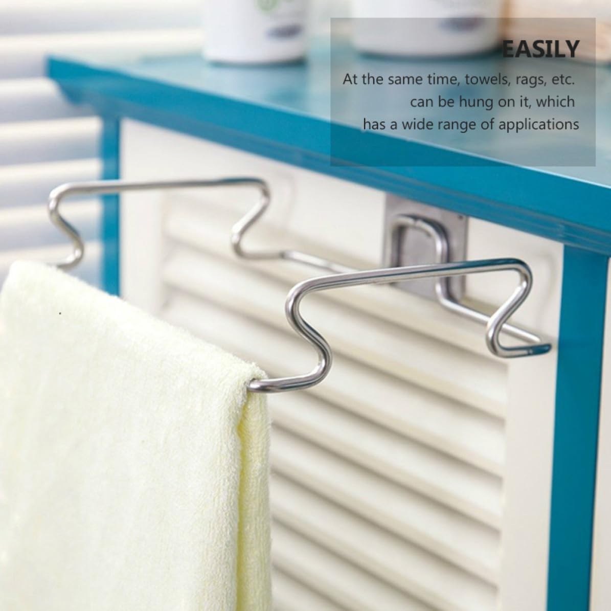 Hanging Trash Bag Holder and Stainless Steel 2pcs with Strong Load-bearing Capacity Elegant Silver Finish for Utility Rooms and Pantries