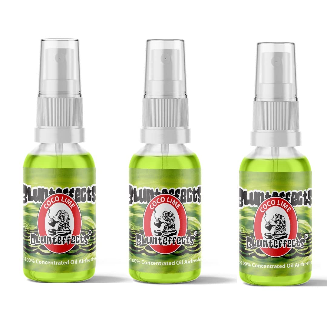 BlunteffectsBlunt Effects 100% concentrated Air Freshener Car/Home Oder Neutralizing Spray (3 Pack) [Choose The Scent] (Coco Lime)