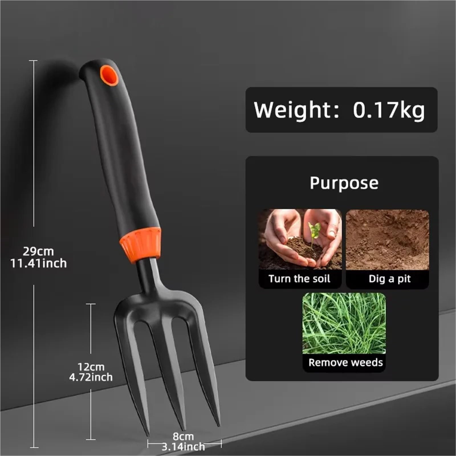Handgabel Gartenwerkzeug Kultivator Unkrautstecher mit ergonomischem Griff for Rasen, Garten, Landwirtschaft, Umpflanzen, Gartenarbeit und Bonsai(14)