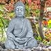 Relaxdays Estatua Buda Sentado XL para Jardín, Cerámica, Gris Oscuro, 50 cm