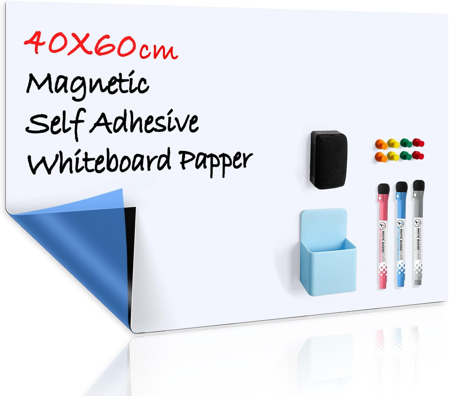 Grand rouleau de tableau blanc flexible effaçable à sec, 104,1 x 243,8 cm, surface vierge géante