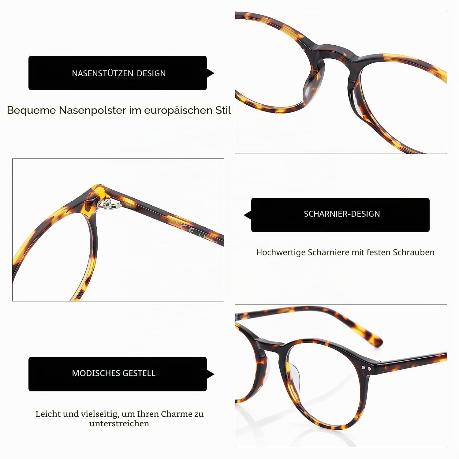 ZENOTTIC Vintage Runden Brillenrahmen Nerdbrille Ohne Sehstärke Retro Klare Linse Gläser für Damen und Herren