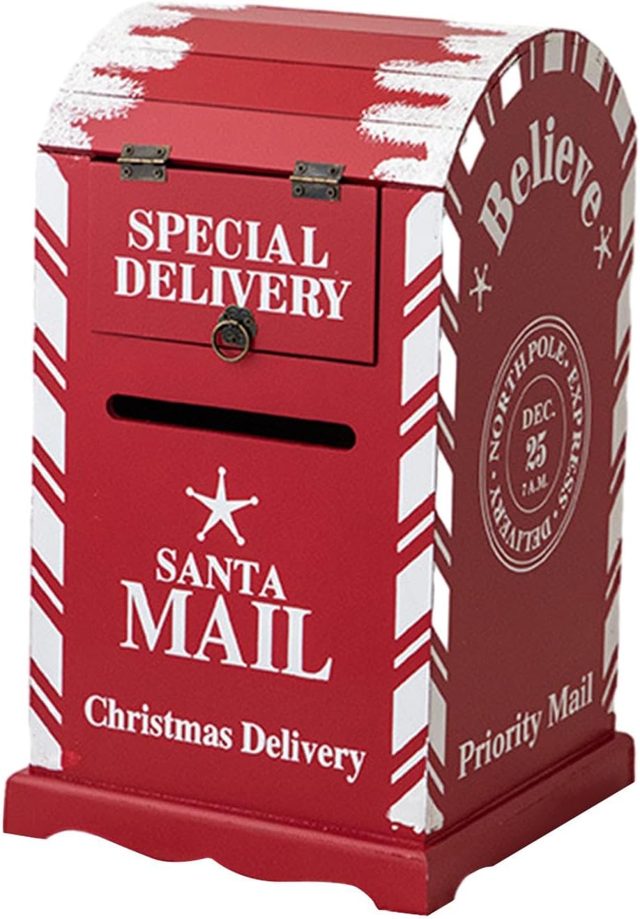 harayaa Christmas Mailbox Santa Mailbox Accessories Garden 39cm Farmhouse Decor Patio Gift Holiday Letters to Santa Decor Santa Mailbox Post Box