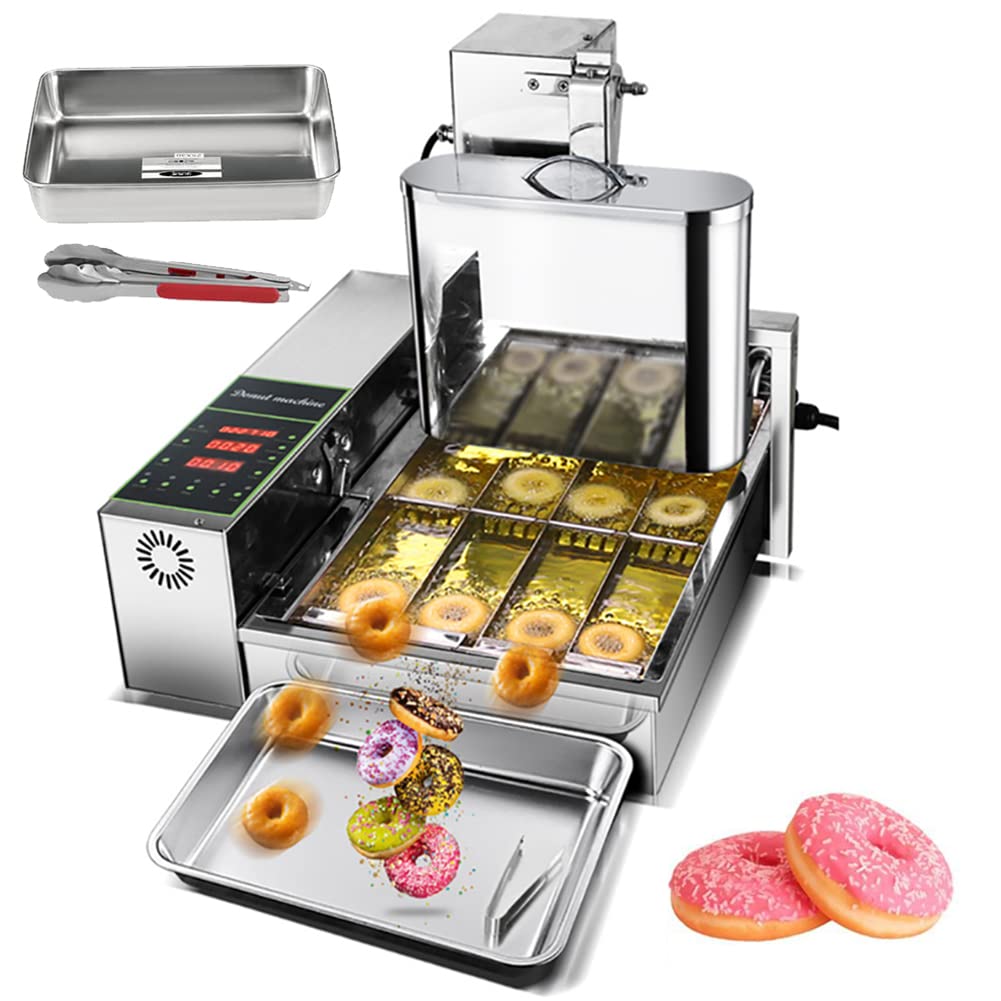 asdchZen Commercial Donut Maker 2000W Automatic 4 Rows Doughnut Making Machine With Intelligent Control Panel, 1750Pcs/H Auto Flip Adjustable Thickness Fryer, 5.5L Hopper