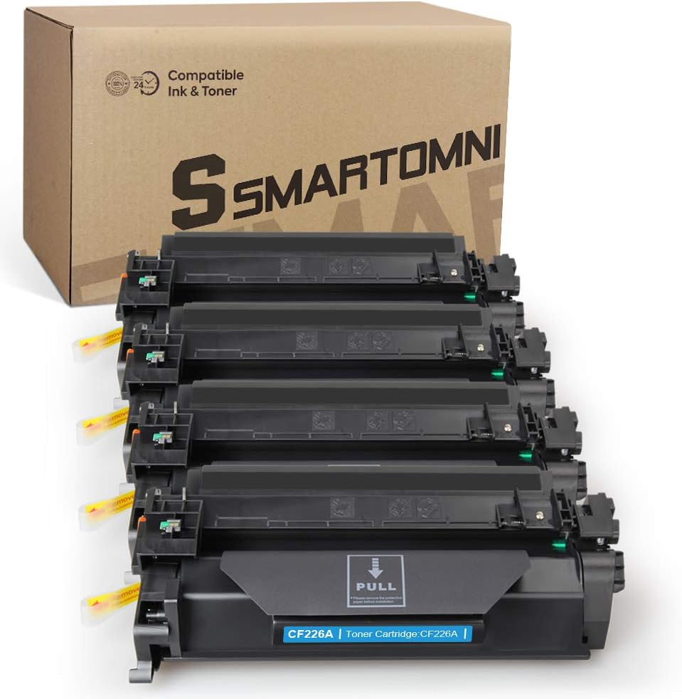 S SMARTOMNI Compatible Toner Cartridges Replacement for HP 26A CF226A Toner Using with HP Laserjet Pro M402dn M402d M402n M402dw M402dne MFP M426dw M426fdw M426fdn M402 M426 Printer (4-Pack, Black)