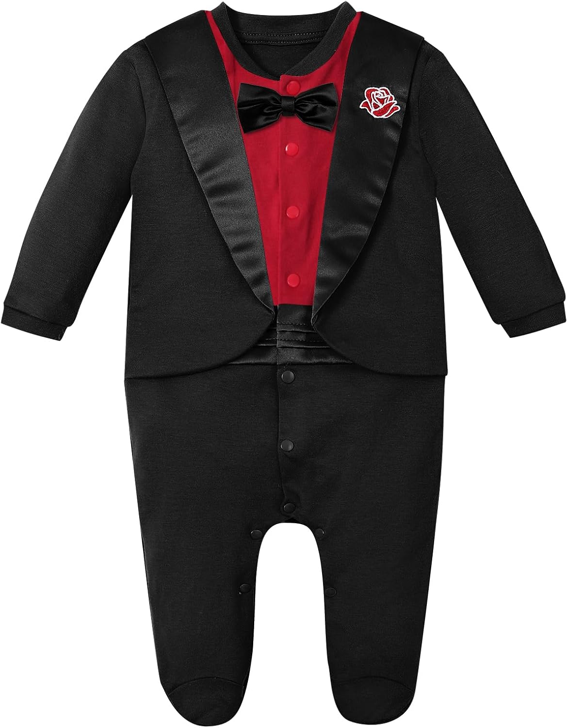 A&J DESIGN Baby Boy Tuxedo Gentleman Footie One-piece Romper with Bow Tie