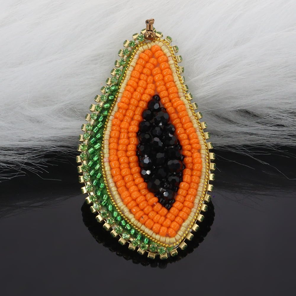 3pcs Rhinestones Indian Silk Bead Fruit Badges Lemon, Apple, Grape,Dragon Fruit Patches Sewing Applique for Clothes Bags Decorated (NO.1 3pcs)