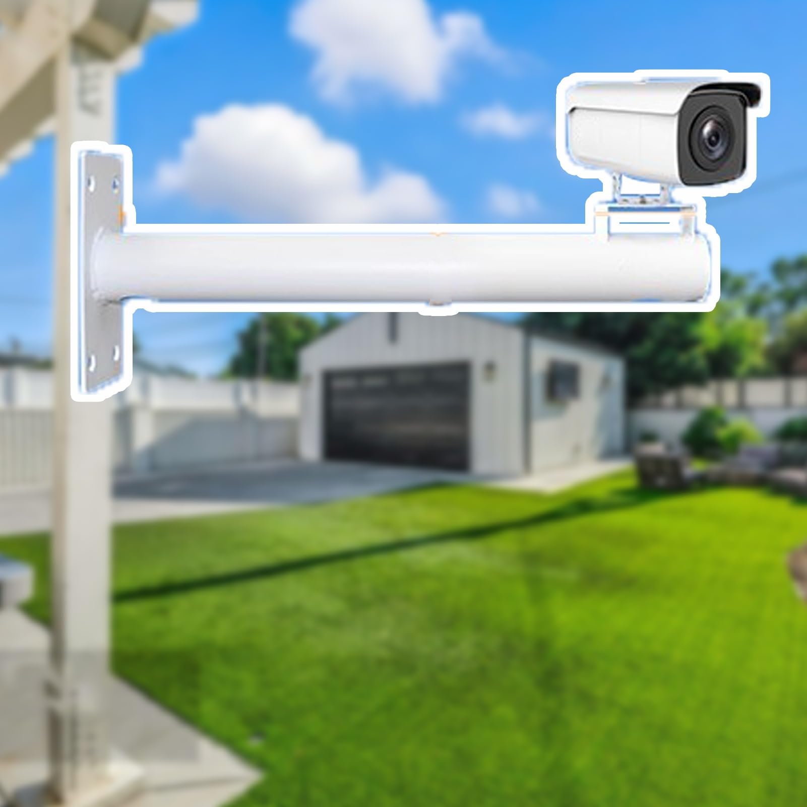 Aioneer Universal Outdoor Security Camera Extension Pole 1.5M - Adjustable Yard Surveillance Camera Mount With Screws & Base For Enhanced Stability And Visibility-Single -0.5 m(1.64 ft)
