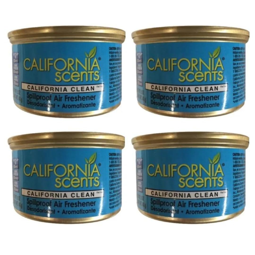 California Scents Spillproof Air Freshner Can- CALIFORNIA CLEAN | 4 Pack, Blue
