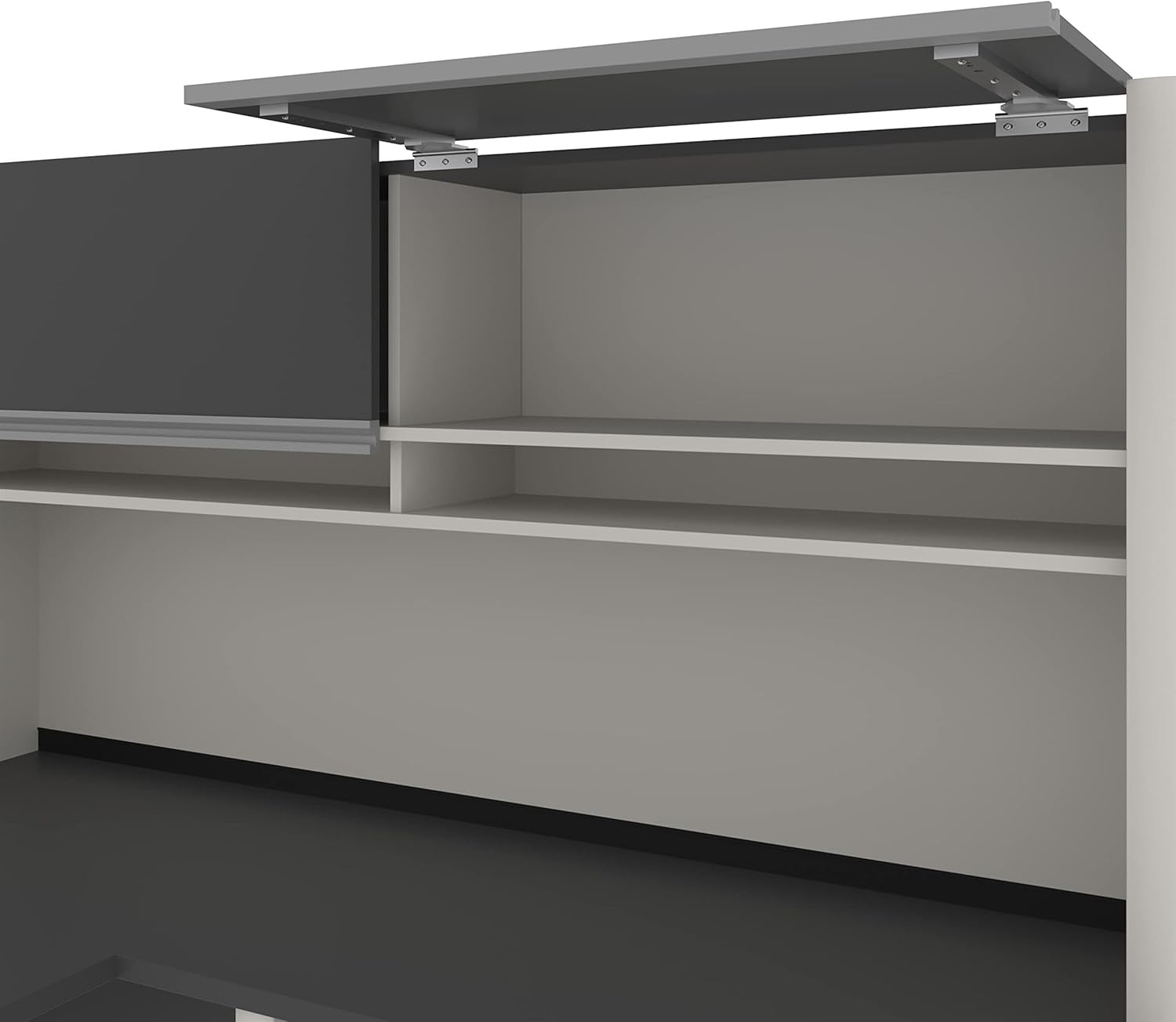 BOWERY HILL L-Shaped Office Desk Set, Sandstone and Slate Finish, Commercial-Grade Work Surface, Melamine Coating, Shock-Resistant Edges, Wire Management, Storage Drawers, Modern Office Furniture