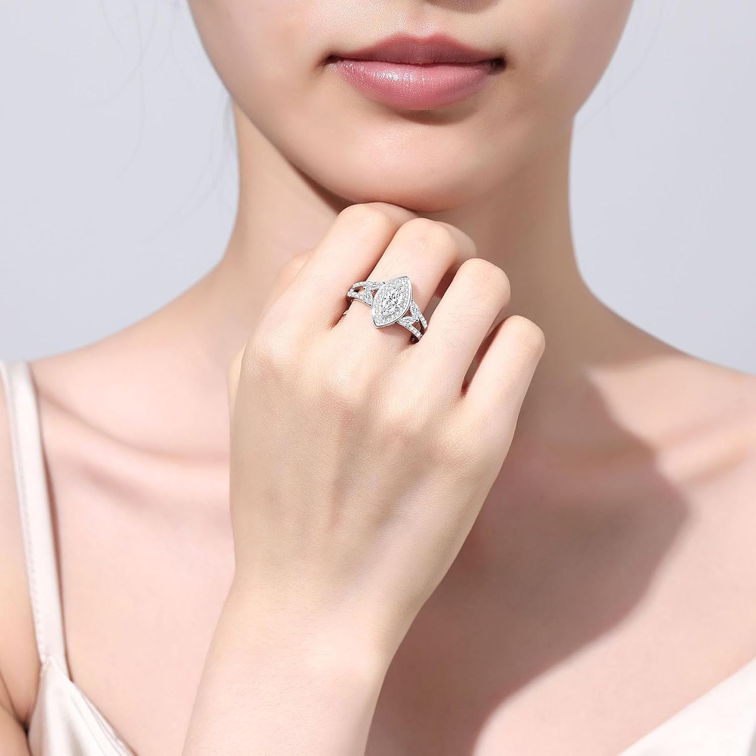 Moissanite Rings for Women Different Cut Engagement Rings for Wife Her S925 Sterling Silver Rings for Wedding Valentines Anniversary