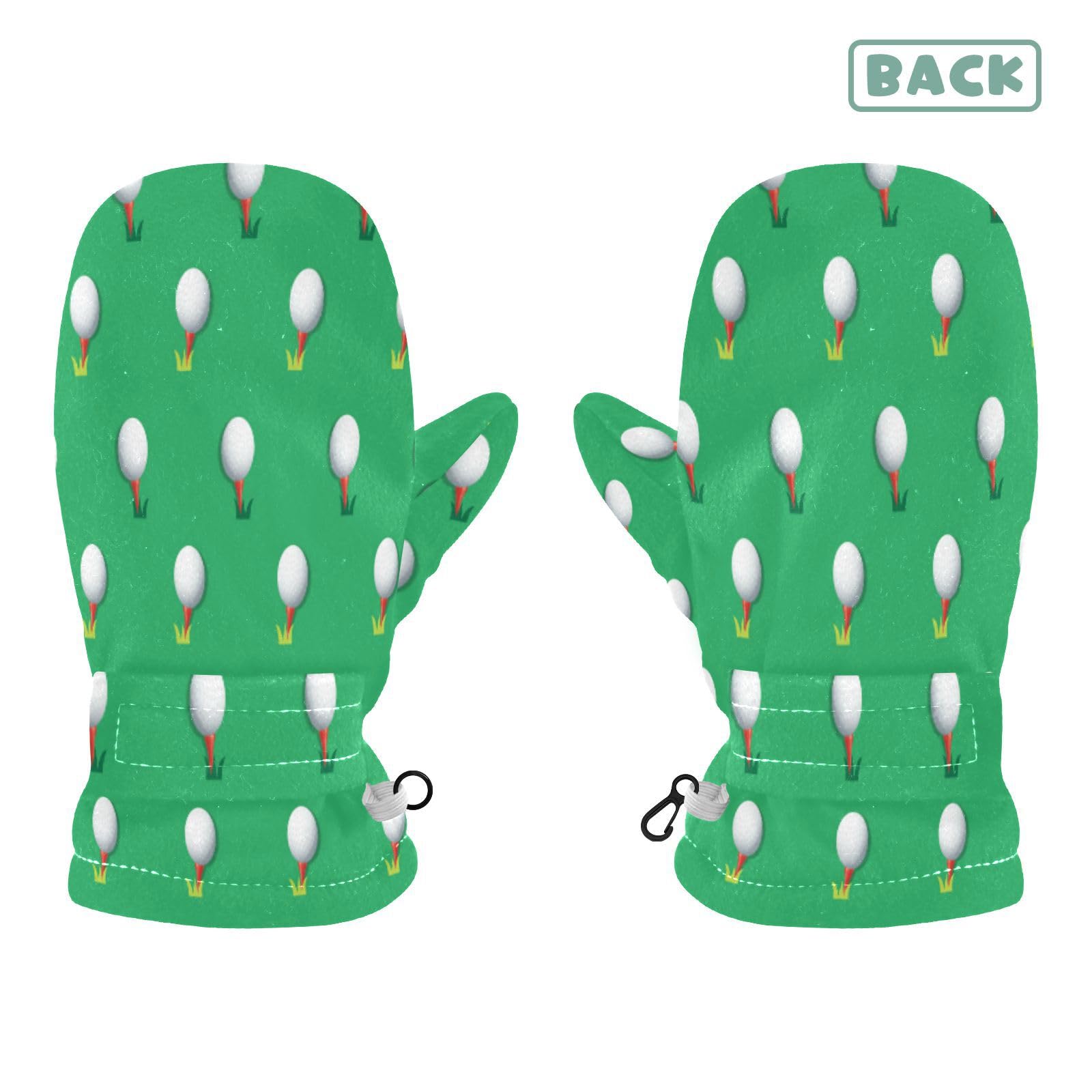 Golf Ball Sports Kids Snow Mittens Toddler Warm Gloves Winter Ski Fleece Mittens Full Fingers S