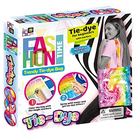 AMAV Toys Create Your own Trendy tie-dye Bag - DIY Personalize Paintable Bag for Girls - Create Your Own Personalized Bag - Perfect Sleepover Activity for Kids, Easy, Simple, and Lots of Fun Cover