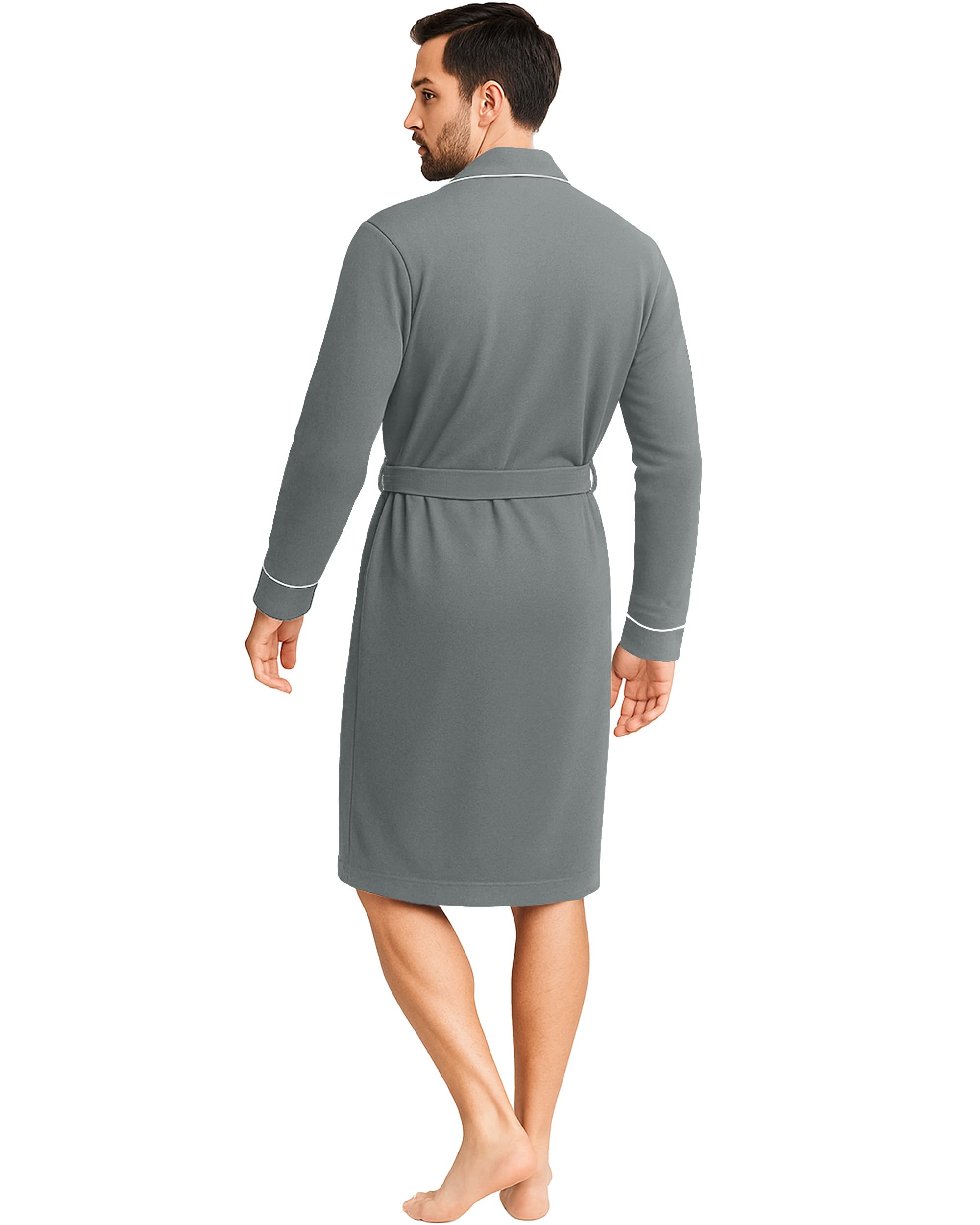 NY Threads Luxueux peignoir en coton léger pour homme, gris, Large