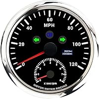 Vista 15 de MOTOR METER RACING W Pro 85mm 3-3/8" Velocímetro GPS Digital Odómetro 200 MPH/300 KMH Impermeable Dial Blanco LED Rojo para Coche Camión Marino