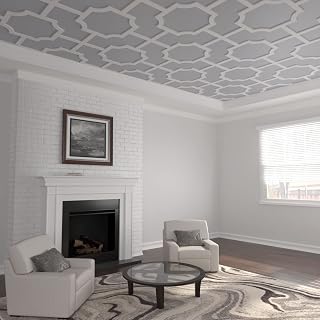 Ekena Millwork 66 5/6"W x 66 5/6"H x 5/8"T Large Bradley Decorative Fretwork Ceiling Panels in Architectural Grade PVC