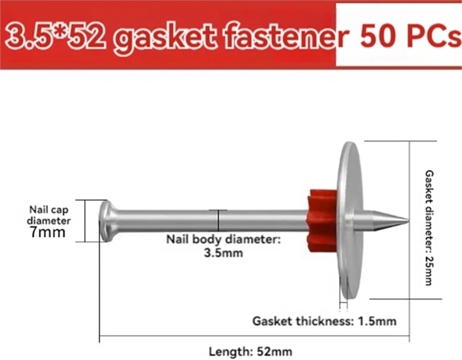 Masonry Nails 100 Pcs Washer Pin Powder Fastening Tool Actuated Fasteners