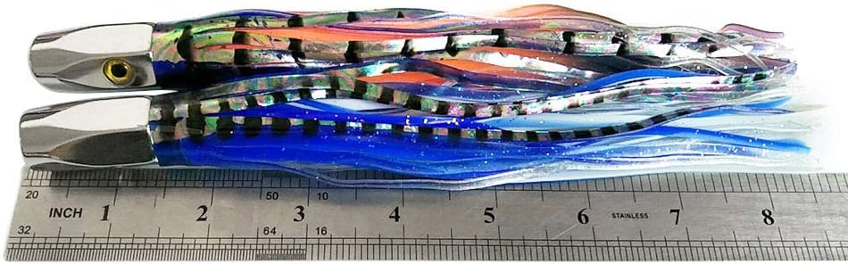 Kmucutie Set of 5 pcs 8.5 INCH Trolling Skirt Lures Marlin Tuna Dolphin Mahi Durado Wahoo Big Game deep sea Fishing Lure