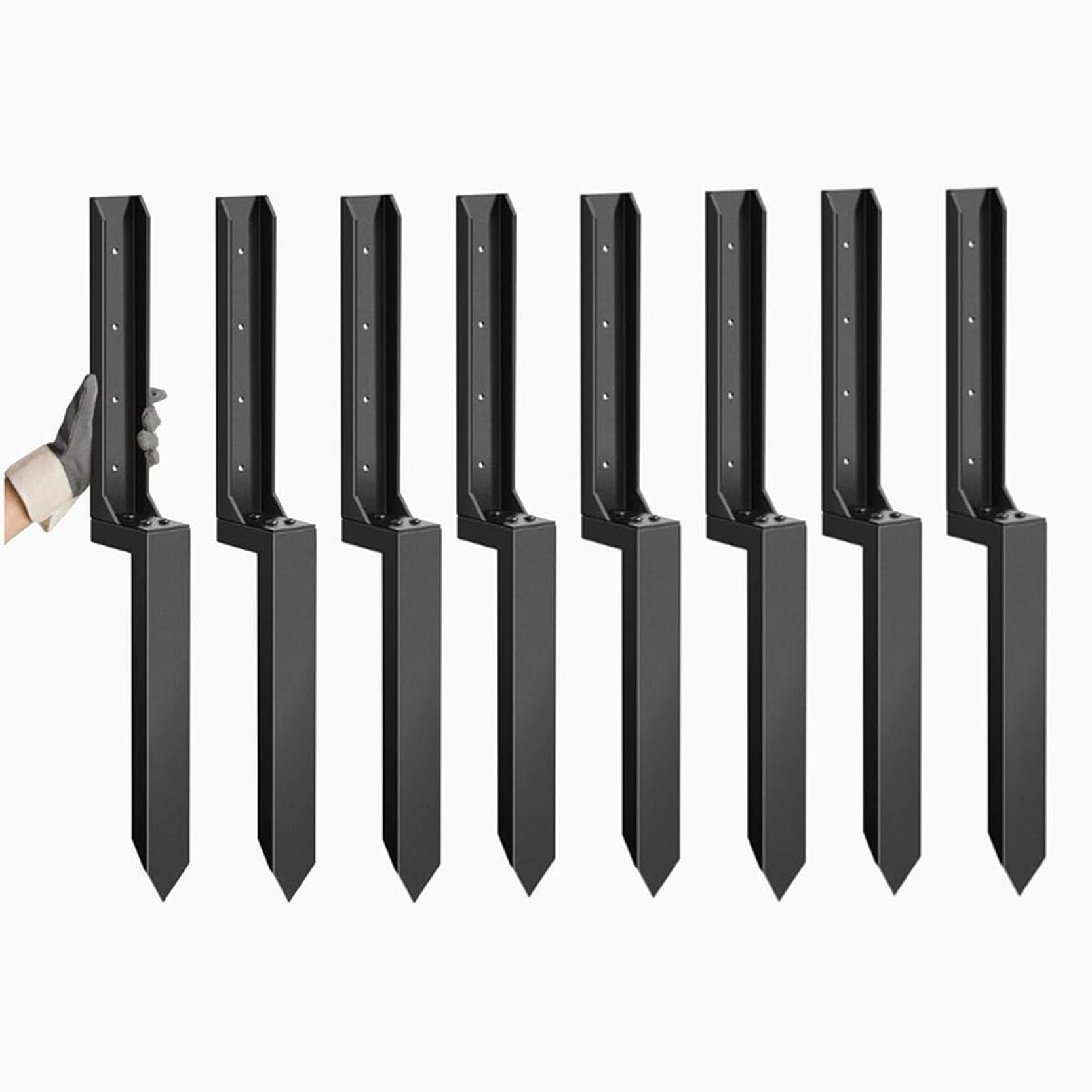 LQSYBHD 8 Pcs Fence Post Repair Spike Spikes for Fence Tops Ground Spike for Fixing 4 Broken Wooden Posts Quick and Easy to Install Effective Durable Steel Posts