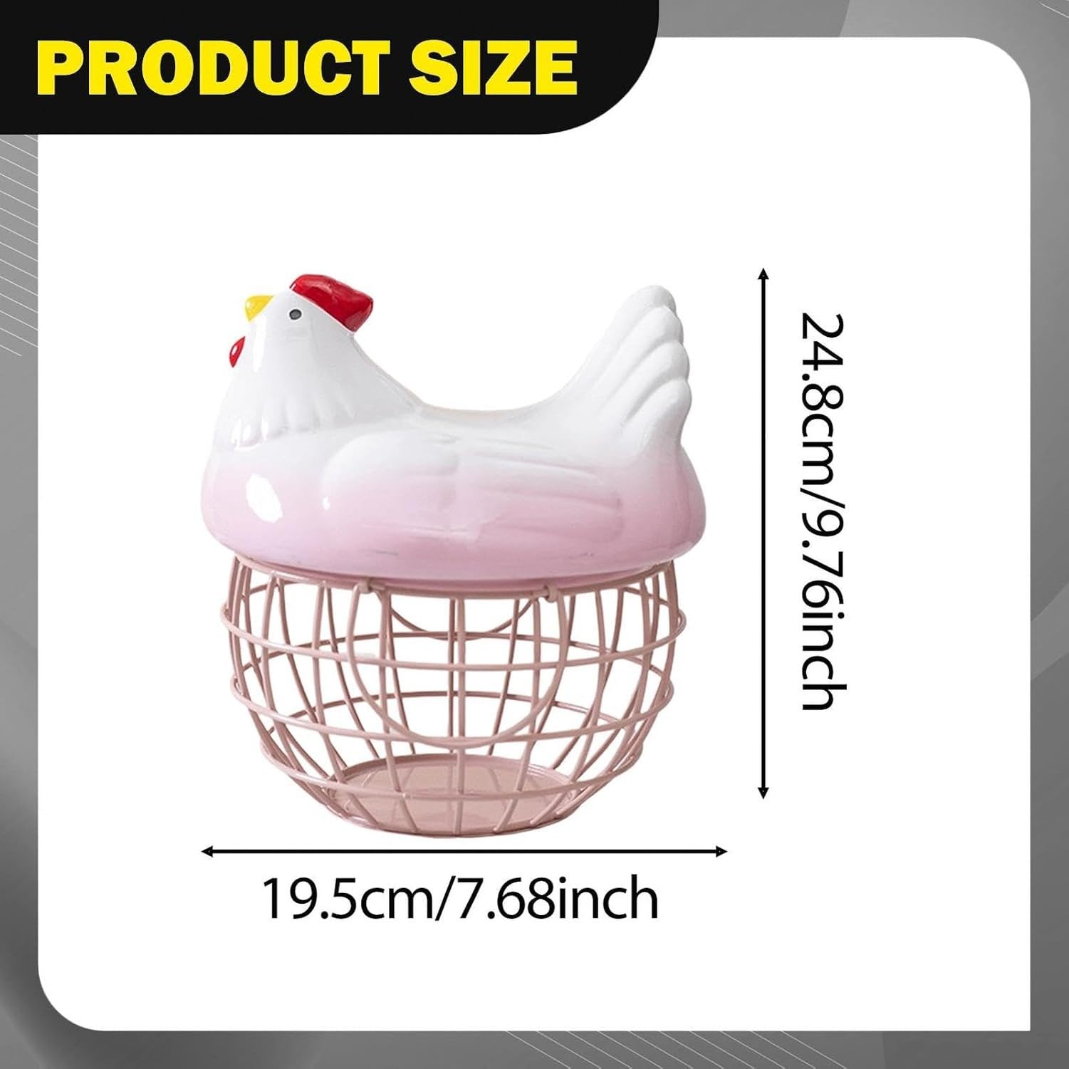 Cesto Portauova Gallina Ornamentale Contenitore per Uova da Tavola Fermagli, Pink