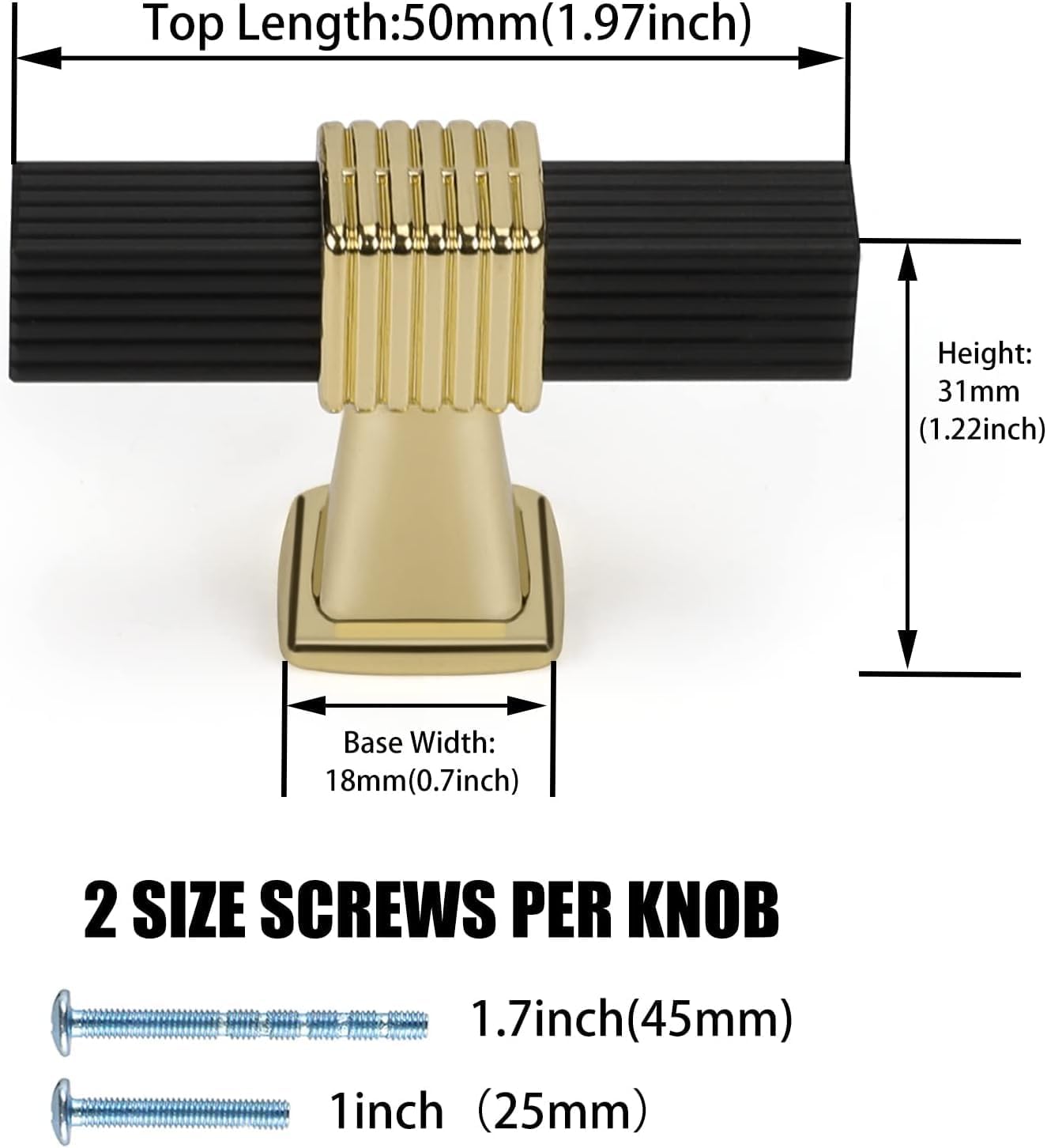 Rêvées Clive 2 Inch Metal Handle Set of 2 (Black) - Premium Small Handles for Resin Trays, Cabinets, Drawers, Furniture, and Doors Elegant Gold Finish 1