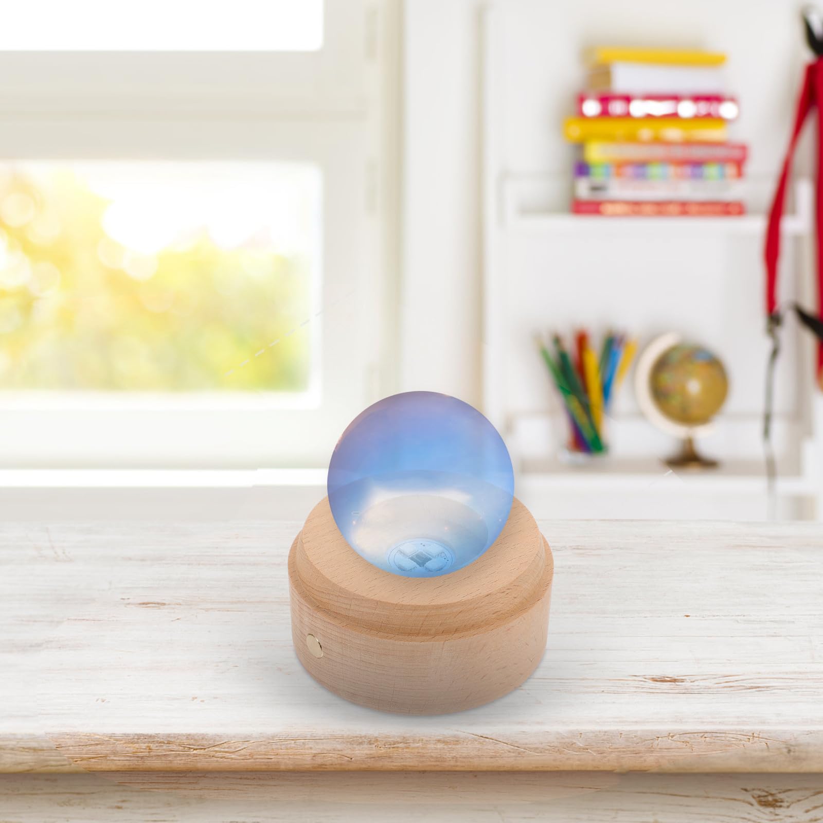 Luxshiny 2 Stück USB Holz Ausstellungsbasis mit LED Beleuchtungsfuß für