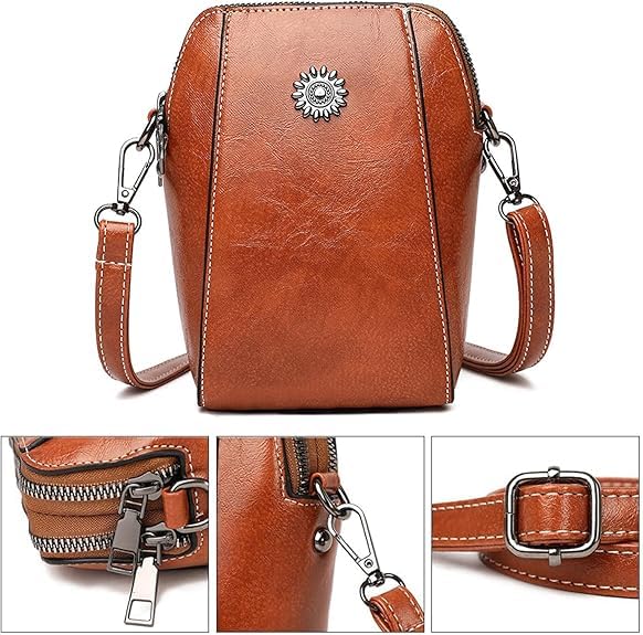 Elmyse Crossbody Bag Leather, Retro All-Match Vertical Cellphone Bag, Crossbody Leather Shoulder Bags and Clutches4
