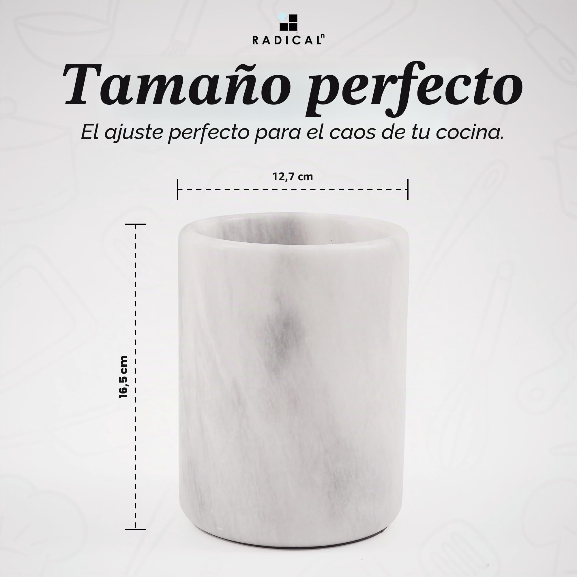 Juego de utensilios de cocina de mármol blanco hecho a mano para encimera, organizador – 5.5 x 6.5 pulgadas, accesorios para el hogar (WZ-03)