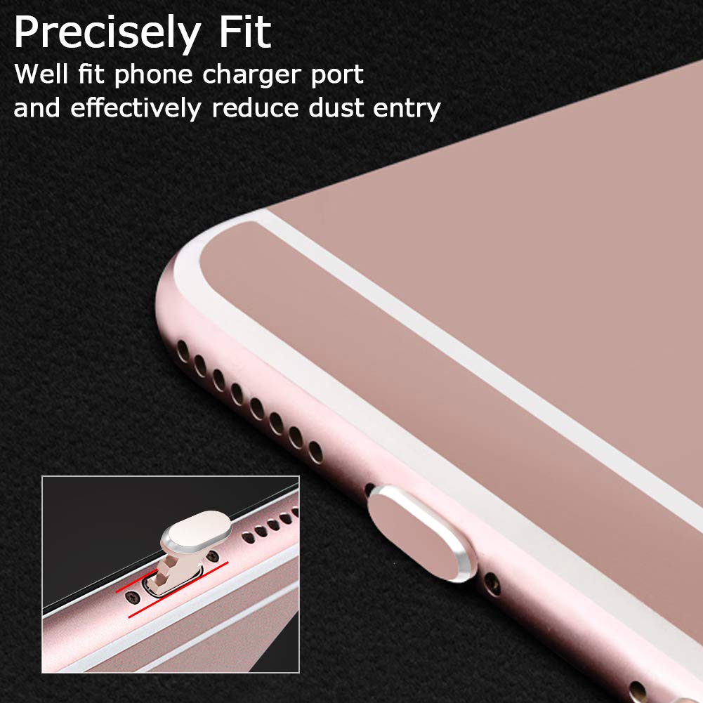 VIWIEU Metal Anti Dust Plug Compatible With IPhone 14 13 12 11 X XS XR 8 7 SE Mini Plus Pro Max IPad AirPods, 2 Pack Lightning Charging Port Cover Phone