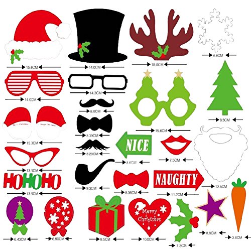 27pcs Christmas Santa Hat Party Masks Photo Booth