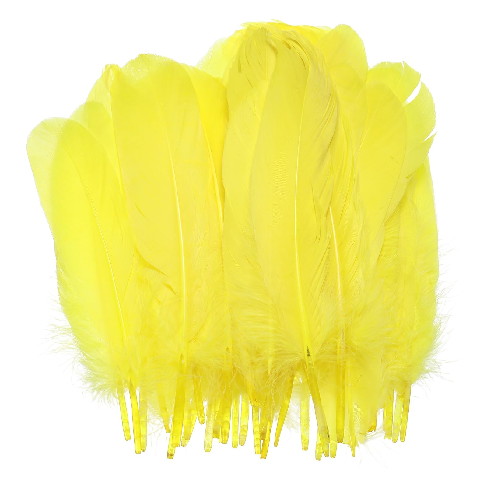 PATIKIL 6-8 Inch(15-20 Cm) Feathers, 100 Pack Long Artificial Goose Feather Dream Catcher DIY Natural Goose Women Hats Trimming for Wedding Party Crafts, Yellow