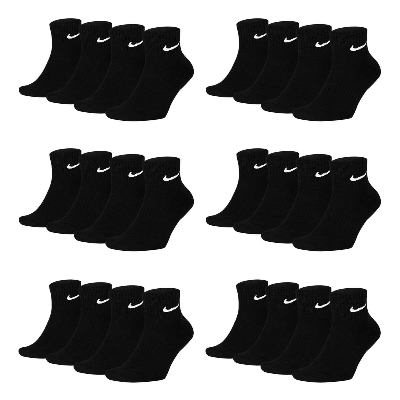 NIKE 12 X Sport Freizeit Socken Strümpfe 4 X 3er Pack SX7667, Farbe:Schwarz, Größe:M = 38-42