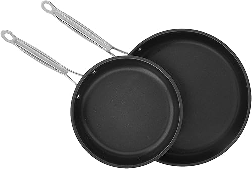 Miniatura 3 de Cuisinart Chef's Classic - Juego de sartenes antiadherentes de acero inoxidable de 9 y 11 pulgadas con tapas de vidrio, color negro y plateado