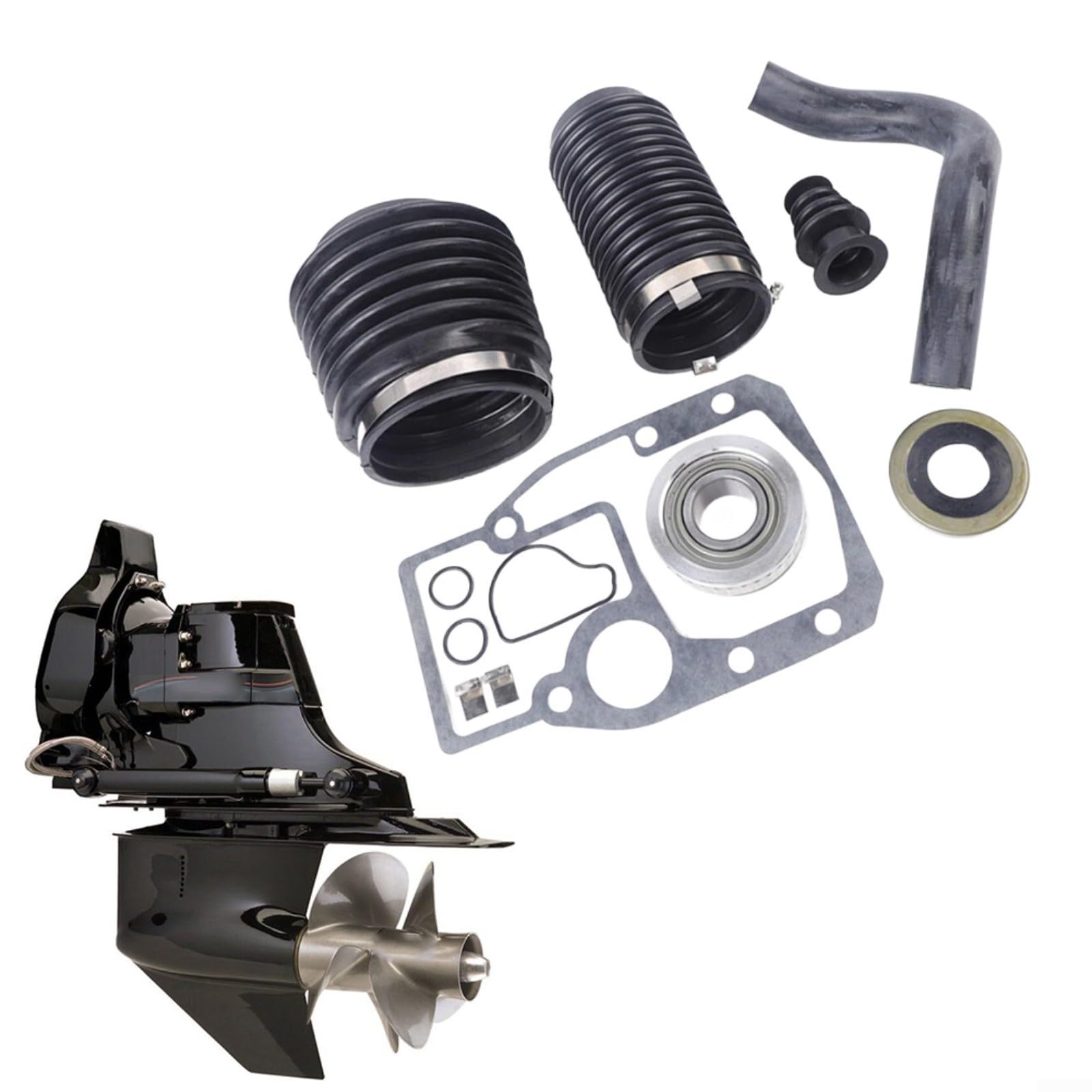 Gumowy zestaw mieszka do SX-S SX-C SX-R SX-M DP-S DP-S1 DP-SM, zamiennik do OMC do COBRA Stern Drive, zawiera mieszek harmonijkowy z przegubem U, linkę zmiany biegów, układ wydechowy, łożysko gimbala
