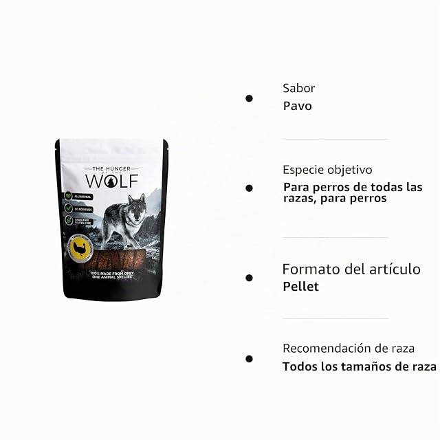 Foto 2 de 2 de The Hunger of The Wolf - Snack de carne para perros, 100% pavo - 200 g