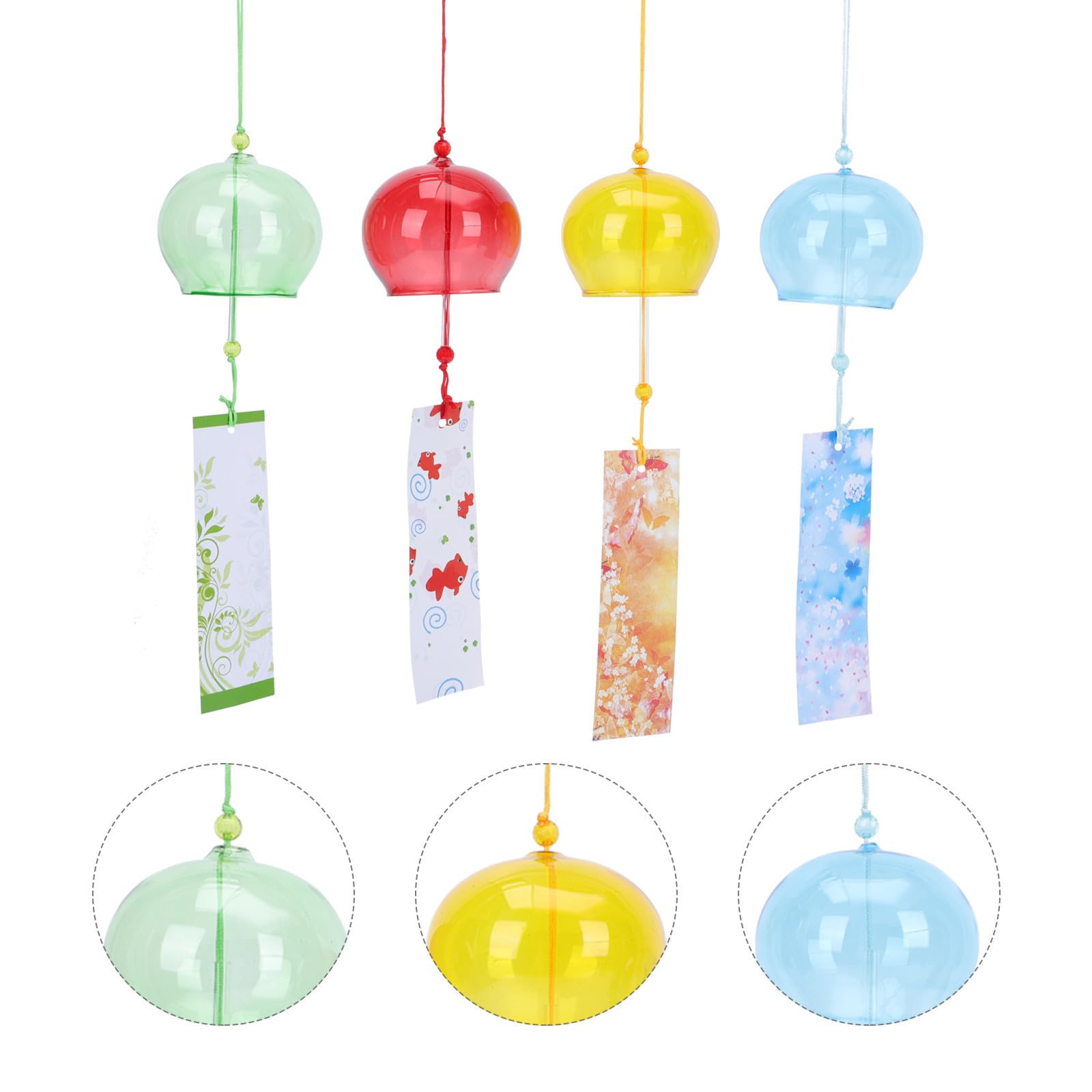 24 Pezzi Campane Vento Estive in Vetro Colorato Stile Giapponese, Decorazione Creativa per Balcone e Giardino, Campanelli Eolici Delicati per Vacanze Estive