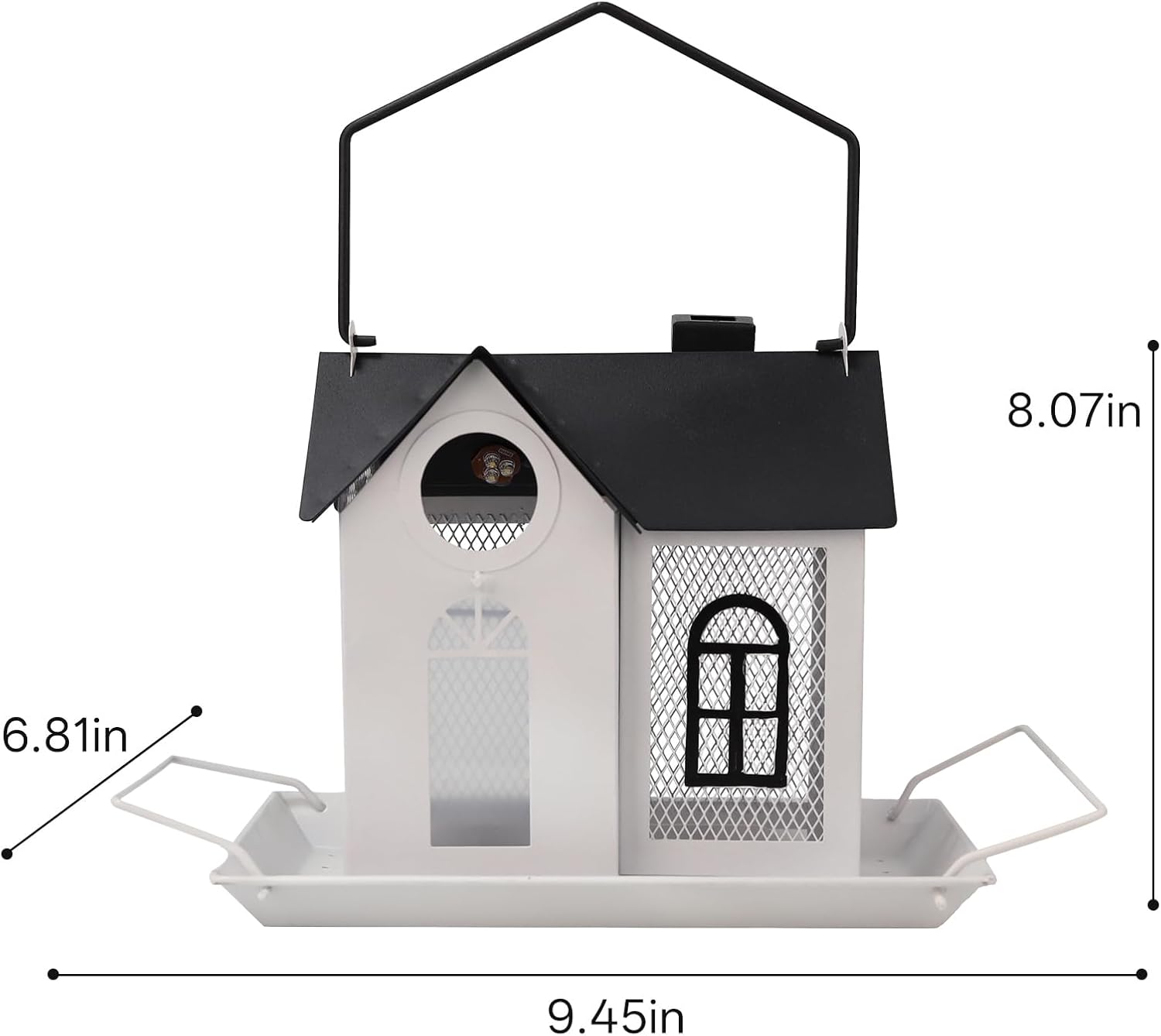 Solar Bird Feeder for Outdoors – White Metal Hanging Bird Feeder with Solar Light, Decorative Bird House Feeder for Cardinals, Finches, and Wild Birds, Weatherproof Backyard Garden Decor - Image 6