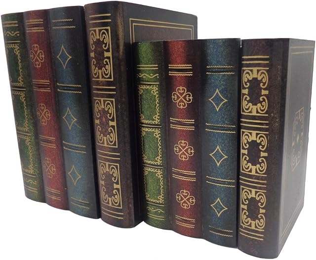 ISOTO False Book Box Decorative Ornaments Wooden Jewelry Keepsake Boxes for Home Decorations Secret Hidden Storing Storage collection Organizer Treasure Chest Gifts (Large & Small Set)