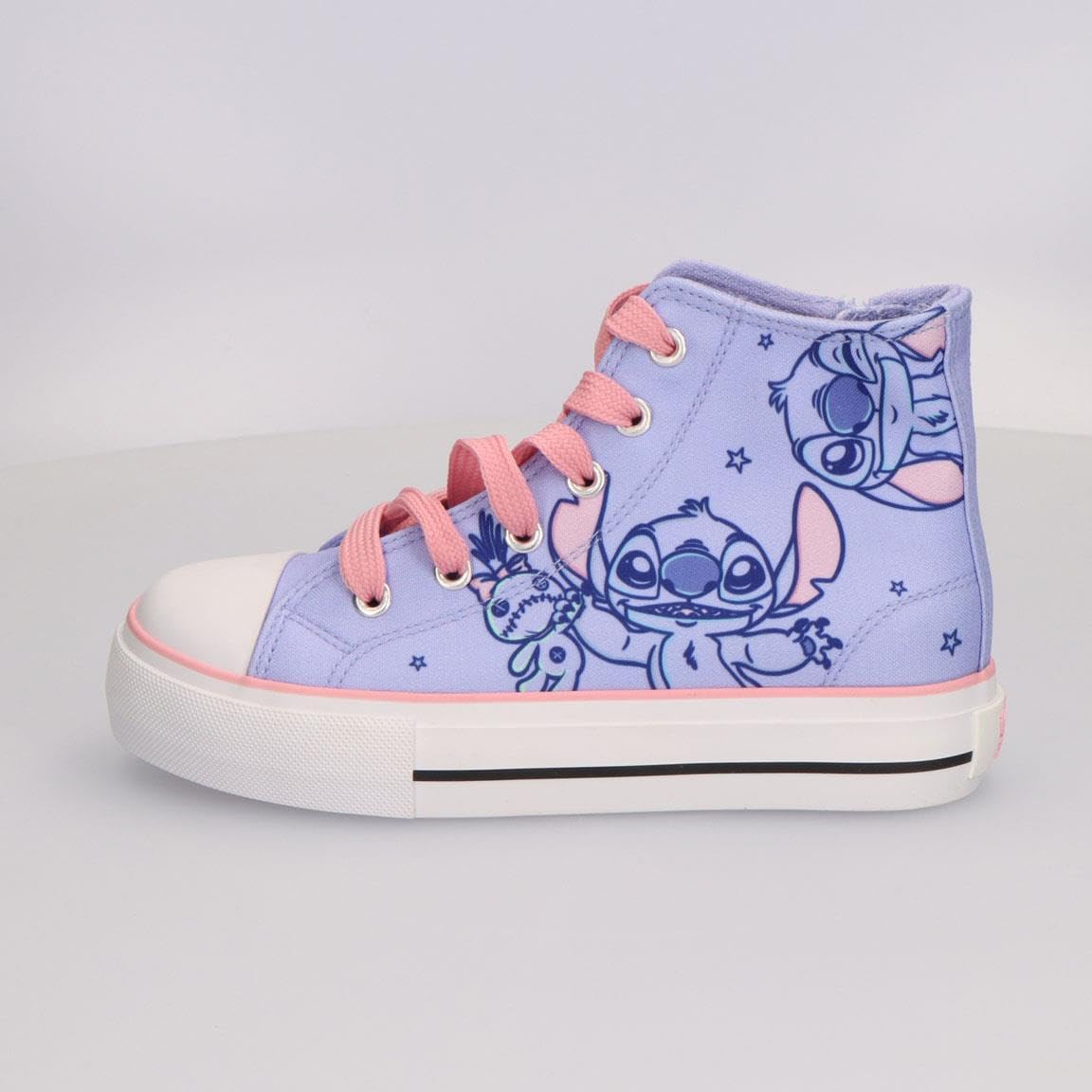 Disney Stitch - Zapatillas de deporte para niña - Zapatos altos y bajos de lona o poliéster con o sin luces LED, cierre de cordones, cremallera o , tallas 25-35