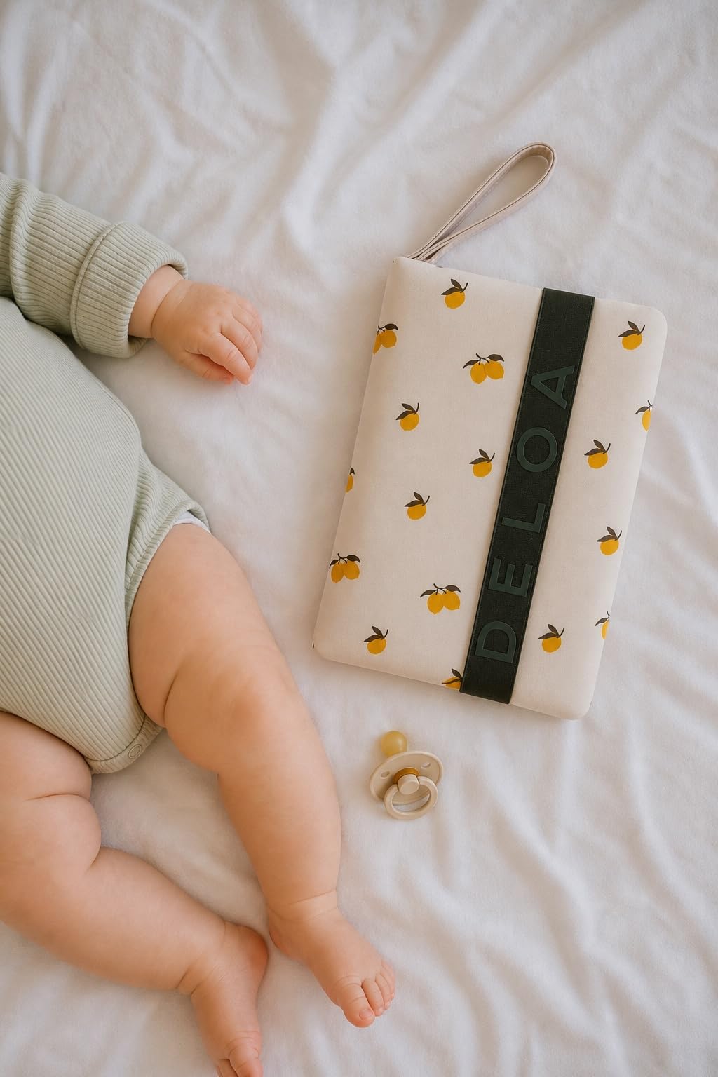 Borsa per pannolini da viaggio con molto spazio per bambini (limone)