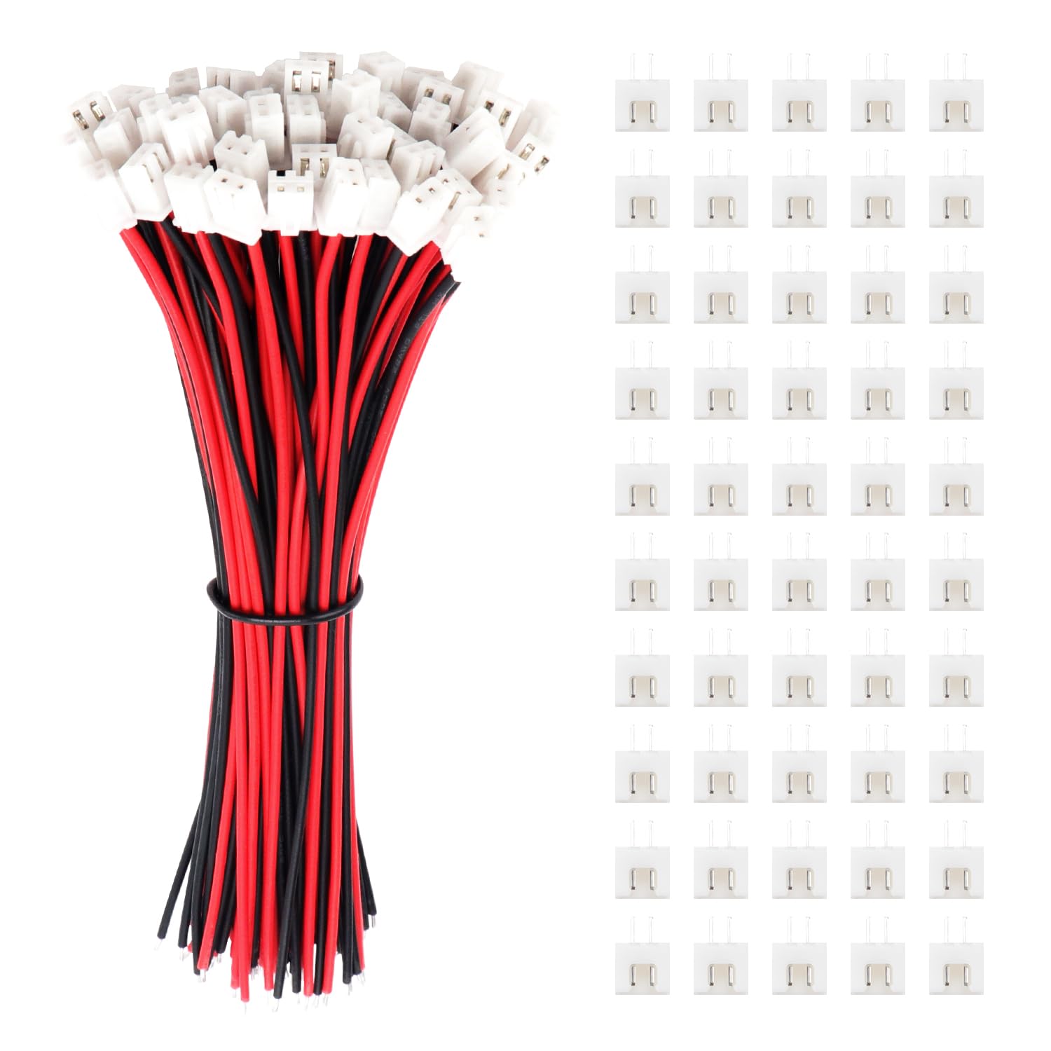 Set 10 Cavi JST XH 2.54mm A Doppia Estremità – 2/3/4/5/6 Pin, Lunghezza 30cm (Rosa E Bianco)