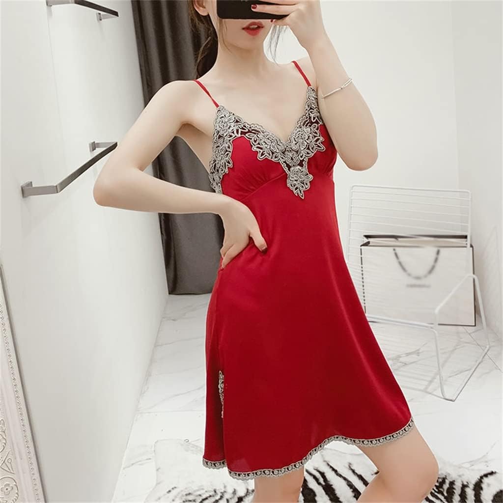 Sleeping dress women's thin ice silk backless short suspender with chest pad spring and autumn private pajamas