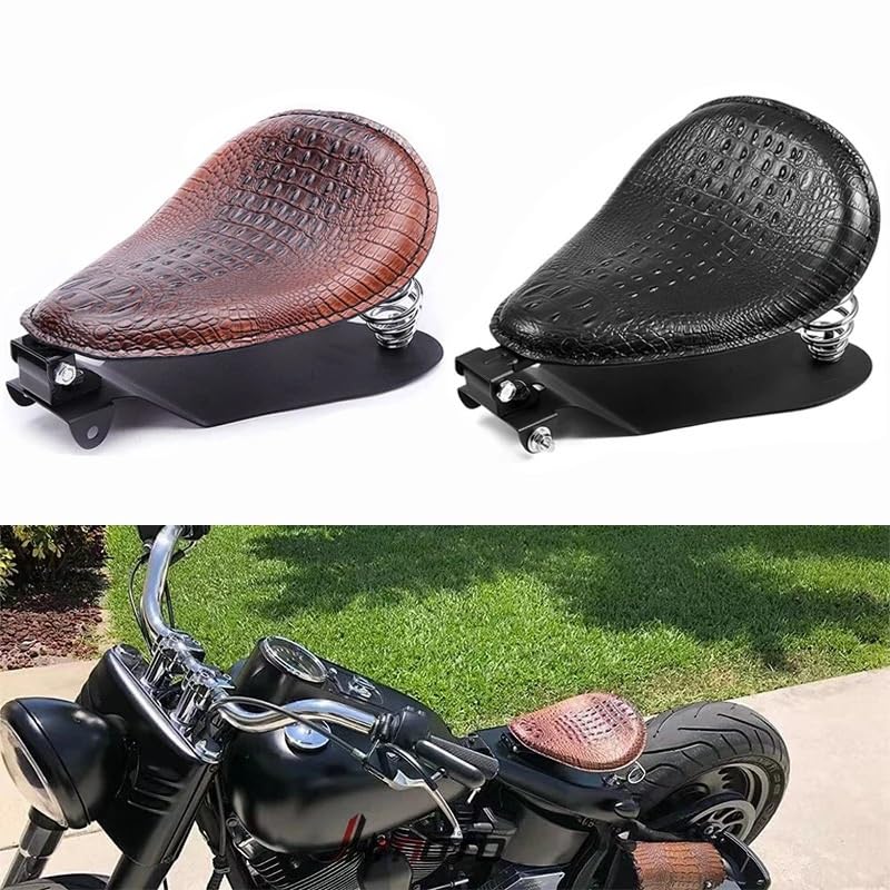 Asiento de piel de cocodrilo estilo cojín resorte para Iron 883 Softail 2