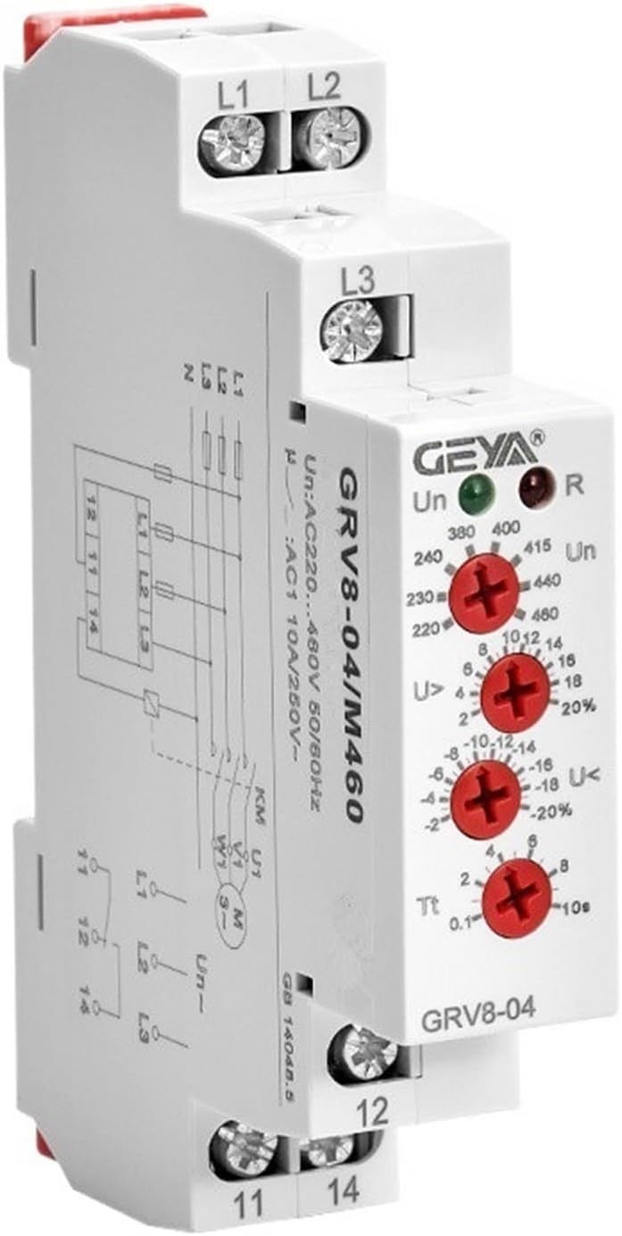 GRV8-04 05 06 07 08 Three Phase Voltage Control Relay Phase Sequence Phase Failure Over Voltage Undervoltage Protection(M265 3phase4wire,GRV8-04D)